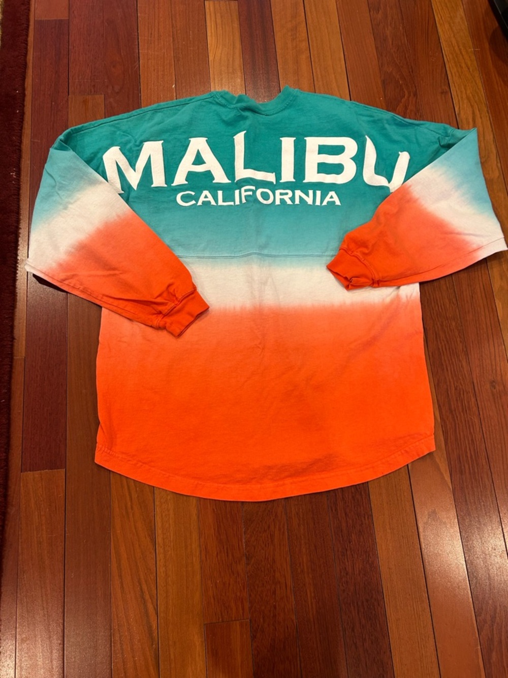 Spirit Malibu, California ombré  Teal and orange jersey Crewneck size Large